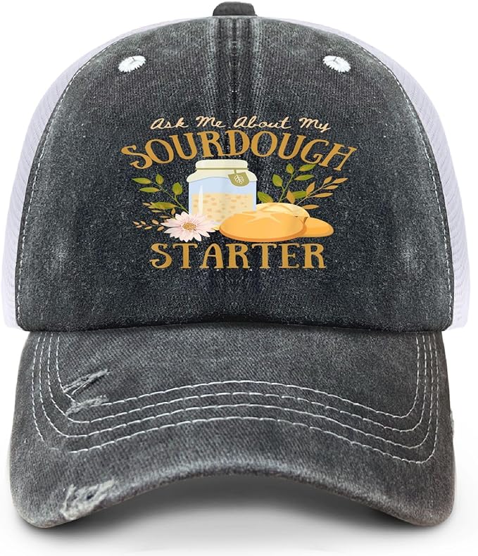 Ask Me About My Sourdough Starter Bread Baking Baker Bakery Hats Beach Cap for