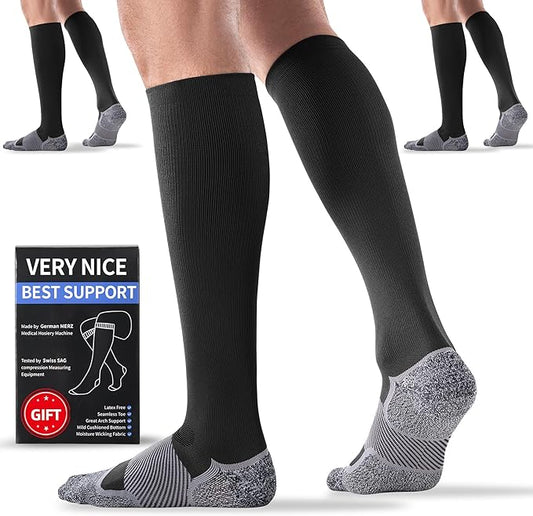 Medical Compression Socks 20-30 mmHg for Men Women (3 Pairs) - Best Support for All Day Wear, Pain Relief, Circulation