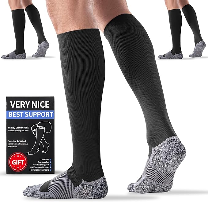 Medical Compression Socks 20-30 mmHg for Men Women (3 Pairs) - Best Support for All Day Wear, Pain Relief, Circulation