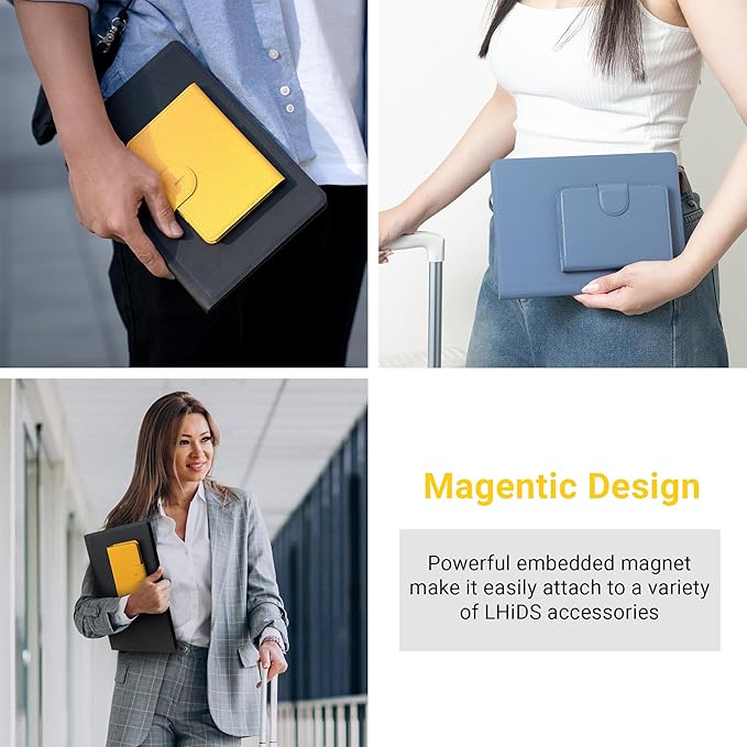 LHiDS Leatherette Passport Holder with RFID Protection, Premium PU Leather, Snap Button Closure, Travel Passport Wallet Cover for Passport, Boarding Passes, Business Cards, Cash (Yellow)