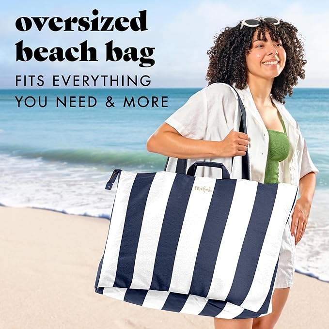Fit & Fresh Large Beach Bag for Women - Extra Large Travel Tote With Pockets