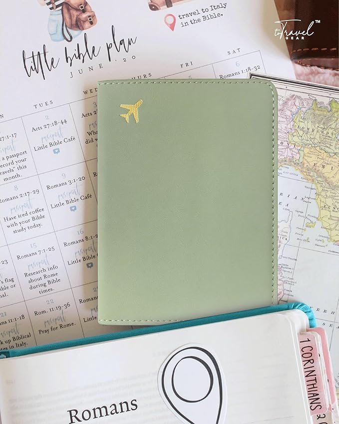 PU Leather Passport Holder Covers Case, Waterproof Rfid Blocking Travel Wallet Passport Holder(Sage Green)