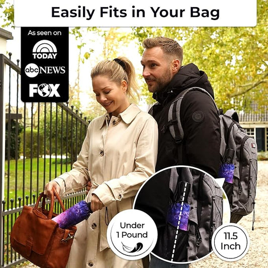 TUMELLA Strongest Windproof Travel Umbrella (Compact, Superior & Beautiful), Small Strong but Light Portable and Automatic Folding Rain Umbrella, Durable Premium Grip, Fits Car & Backpack