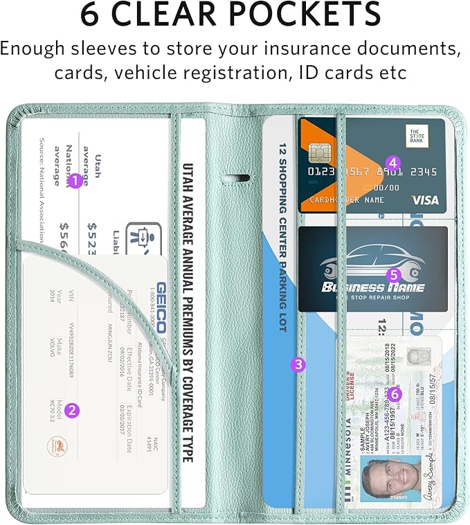 CoBak Car Registration and Insurance Holder - Vehicle Glove Box Car Organizer,Auto Truck Comparment Accessories Case with Magnetic Closure for Essential Document,Driver License,Cards