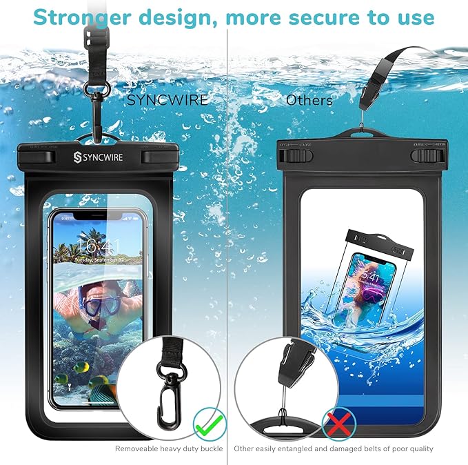 SYNCWIRE Waterproof Phone Pouch [2-Pack] - Universal IPX8 Waterproof Phone Case Dry Bag with Lanyard for iPhone 16/15/14/13/12 Pro XS MAX XR X 8 7 6 Samsung S25 S24 S23 and More Up to 7 Inches