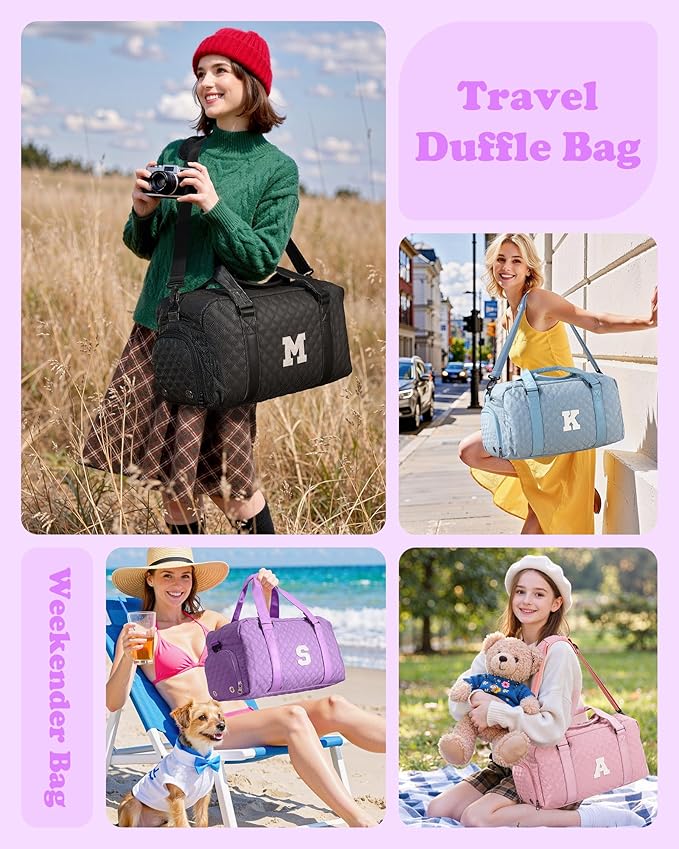 Elilier Duffel Bag Travel Bags for Girls, Kids Overnight Bag, Sleepover Bag, Gift for Kids, Gifts for Mom, Graduation Gifts for Her