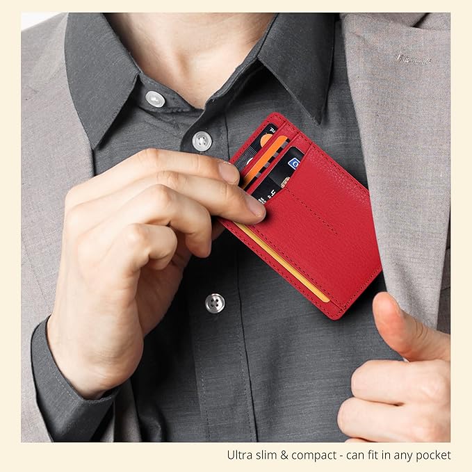 Oak Leathers Leather Slim Minimalist Wallet for Men & Women RFID Front Pocket Leather Card Holder Wallets