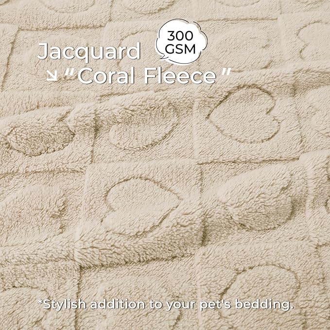 Luciphia 1 Pack 2 Small Dog Blanket Washable Pet Bed Cover Soft Fluffy Puppy Blanket with Premium Fleece 300GSM Cozy Calming Cat Blankets for Indoor Cats Beige 41x31 inch