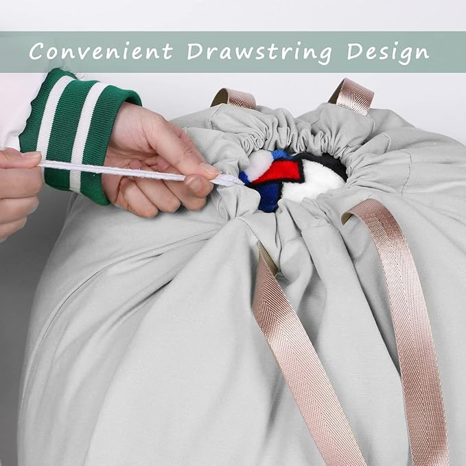 Cotton Canvas Laundry Bag with Handles & Drawstring Straps, Heavy Duty Extra Large Laundry Bags for Laundromat and Household, Washable Travel Dirty Clothes Bag Hamper Liner, 25.5 x 34 Inch,