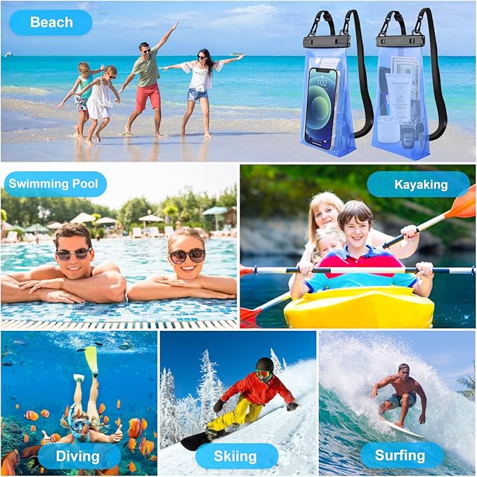 Large Capacity Waterproof Phone Pouch Floating, Waterproof Bag Case for iPhone 15 14 Pro Max 13 12 11 X XR 8 Plus Samsung Up to 6.9'', IPX8 Water Proof Phone Dry Bag for Swimming Kayaking, 1Pack