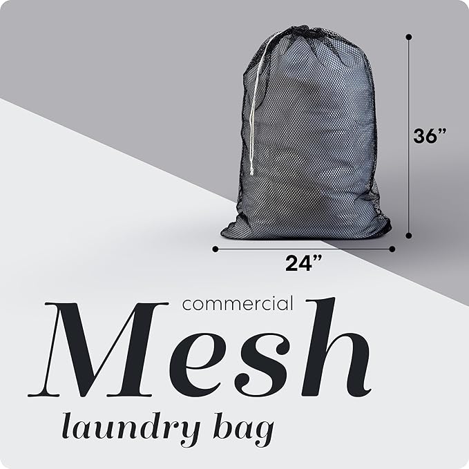 Handy Laundry Mesh XL Laundry Bag - Durable, Machine Washable with Secure Drawstring Closure - Perfect for College Dorms, Laundromats, Apartments (Black, Large 24" x 36")