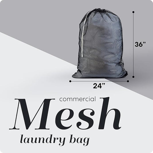 Handy Laundry Mesh XL Laundry Bag - Durable, Machine Washable with Secure Drawstring Closure - Perfect for College Dorms, Laundromats, Apartments (Black, Large 24" x 36")