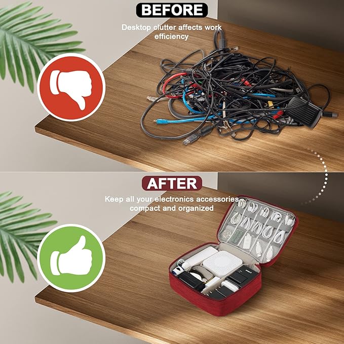 Electronic Organizer Travel Universal Cable Organizer Electronics Accessories Bag for Cable, Charger, Phone, USB, SD Card,1Pack