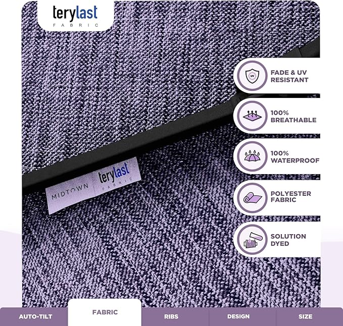 Midtown Umbrellas 10-Year-No-Fade - 6 Ft - UV Proof Purple Texture Polyester Fabric - Umbrella Outdoor Patio, Aluminum Frame Large Patio Umbrella for Garden, Pool & Deck - Black Pole