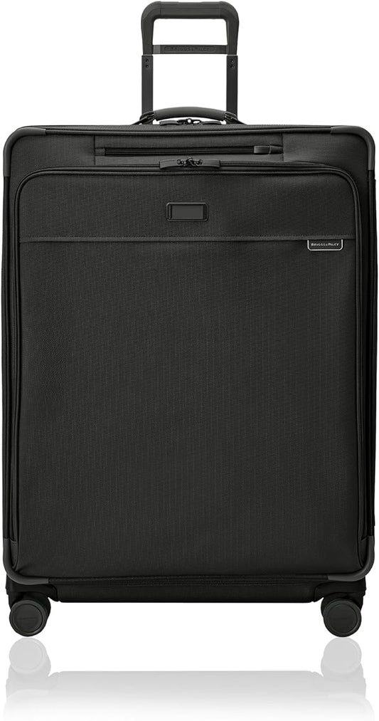 Briggs & Riley 31" Extra Large Expandable Spinner - Checked Luggage for Travel, Suitcases with Wheels, Softside Rolling Bag for Men & Women, Self-Repairing Zipper - Baseline Collection, Black