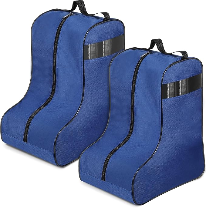 2 Pcs Boot Bags for Cowboy Boots Portable Storage Bag for Travel Long Tube Shoes Bags Men Tall Shoe with Handle for Home Travel (Dark Blue)