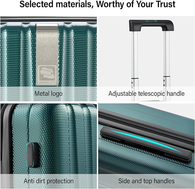 Hanke Hardshell Luggage Sets 2 Piece Extra Large Suitcases with Lock,28 Inch Luggage with Spinner Wheels, Travel Suitcase for Women Men 20 29Inch,Blackish Green