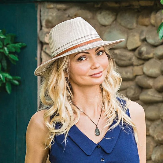 Wallaroo Hat Company Women’s Kristy Fedora – Small (Petite) or Medium | UPF 50+ | UV Sun Protection Hat | Packable Design