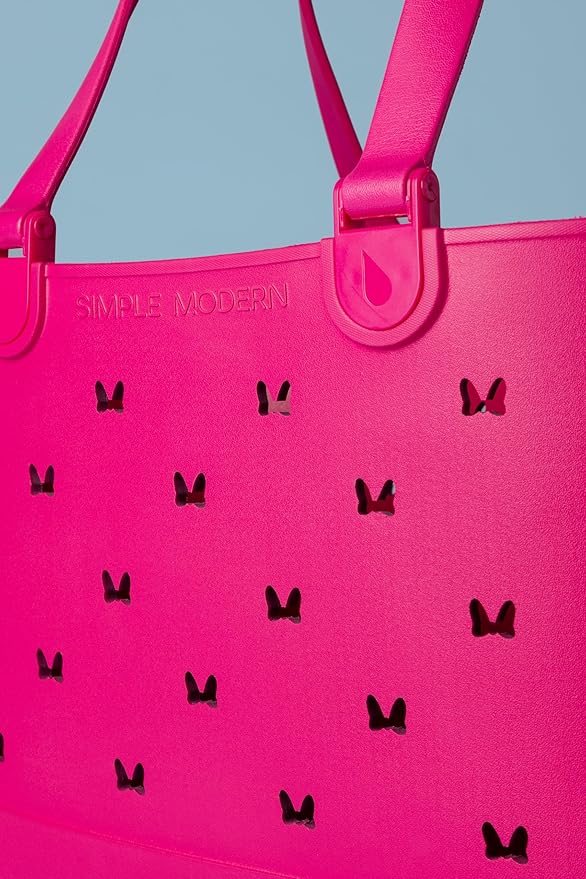 Simple Modern Disney Large Beach Bag | Waterproof Getaway Rubber Tote with Zipper Pocket for Travel, Pool, Boat, Groceries, Sports | Minnie Mouse Ears