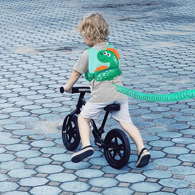 Accmor 3 in 1 Toddler Harness Leash + Baby Anti Lost Wrist Link, Cute Dinosaur Kids Safety Harness Tether, Kids Walking Wristband Assistant Strap Belt for Parent Boys Outdoor Activity (LightGreen)