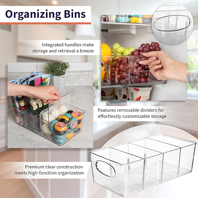 Pantry Organizers and Storage and Cabinet Organizer, 4 Pack - Kitchen Organizers and Storage, Great Fridge or Snack Organizer - Perfect in Refrigerator or Cupboard Shelf