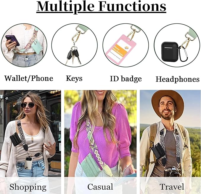 Crossbody Body Phone Holder for Women, New Phone Strap with Zippered Pouch, Adjustable Crossbody Strap (Flower white)