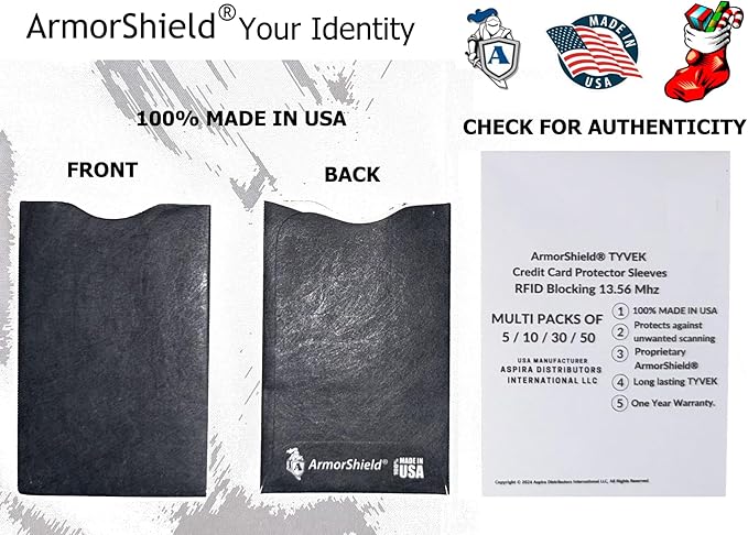 Semper Paratus Gear RFID Blocking Credit Card Sleeves Protectors TYVEK 100% MADE IN USA - For Travel wallet, pocket or purse. Safeguard against identity theft (GRAY-5PACK)