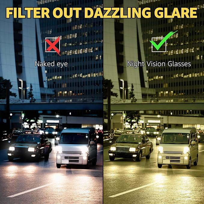 Myiaur Night Vision Driving Glasses for Women, Polarized Anti Glare Yellow Lens Glasses for Nighttime, UV400 Protection