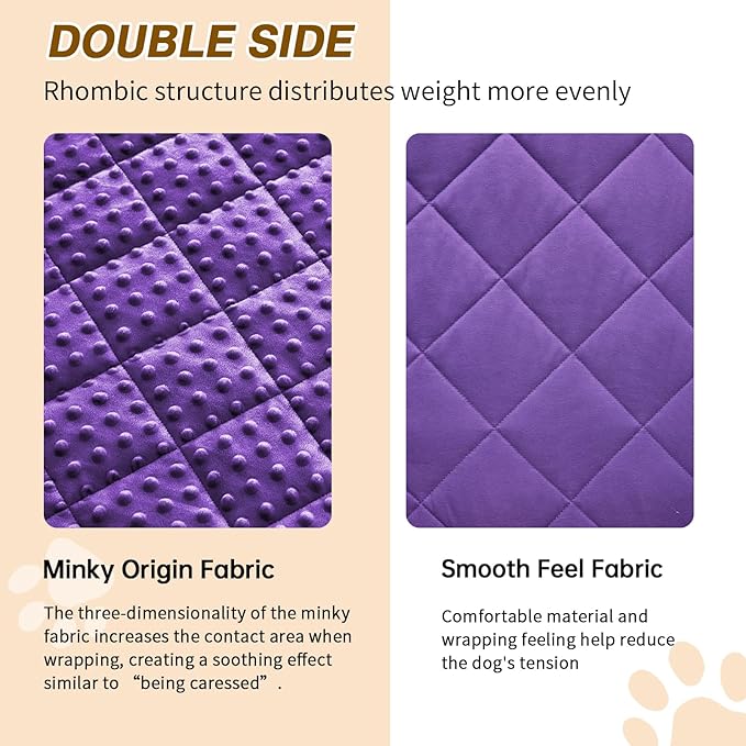 Yescool Purple Weighted Blanket for Dogs, 5 lb Thunder Blankets Shirt for Dogs, 36 x 48 inch Medium Puppy Blanket for 45-65lb, Weighted Pet Blankets for Thunderstorms, Fireworks and Construction Noise