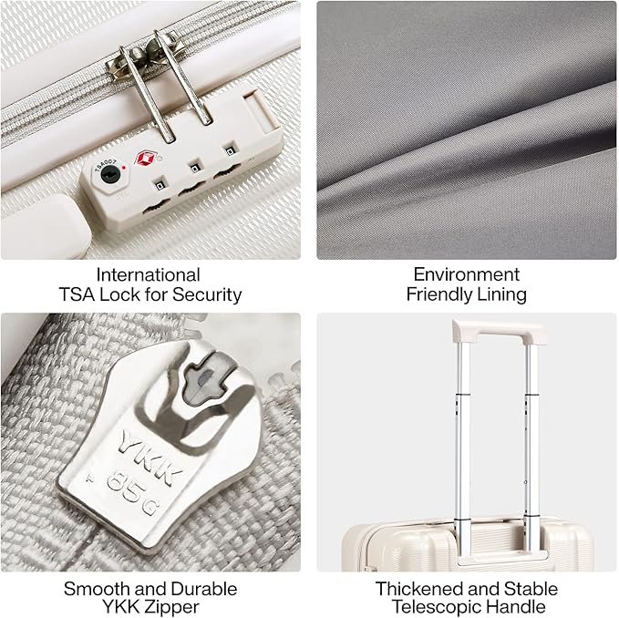 Hanke 29 Inch Luggage Suitcases With Spinner Wheels Lightweight PC hardside Rolling Suitcase With Travel Lock, Checked-Large 29-Inch Christmas Gifts for Birthday(Ivory White)