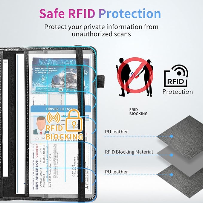 Car Registration and Insurance Holder,Leather Insurance License and Registration Card Holder for Car Glove Box, Auto Truck Document Holder Organizer for Men Women-Forest Trees in Fog