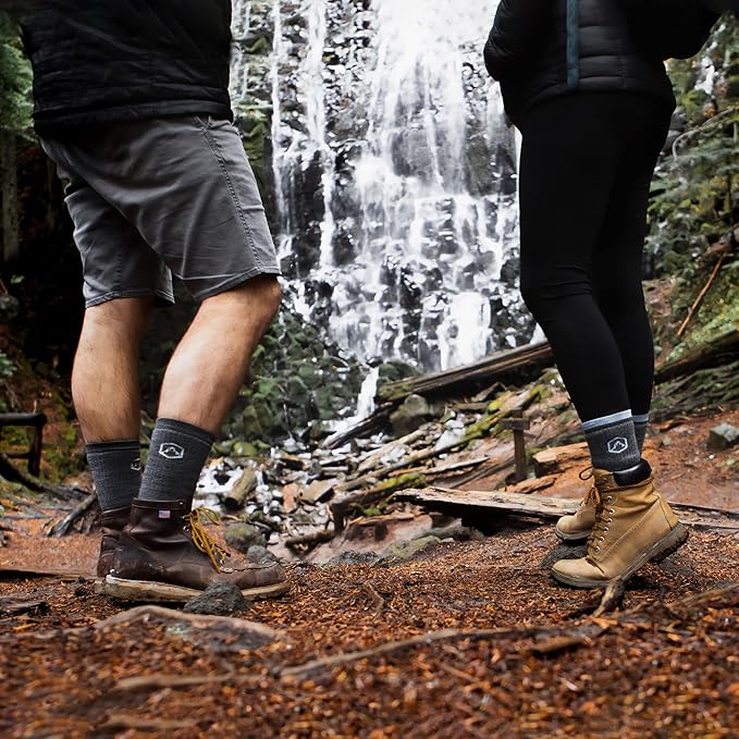 CloudLine Men’s and Women’s Merino Wool Hiking Socks - Cushioned, Warm, Anti-Blister, Moisture Wicking, Made in USA - 3 Pairs
