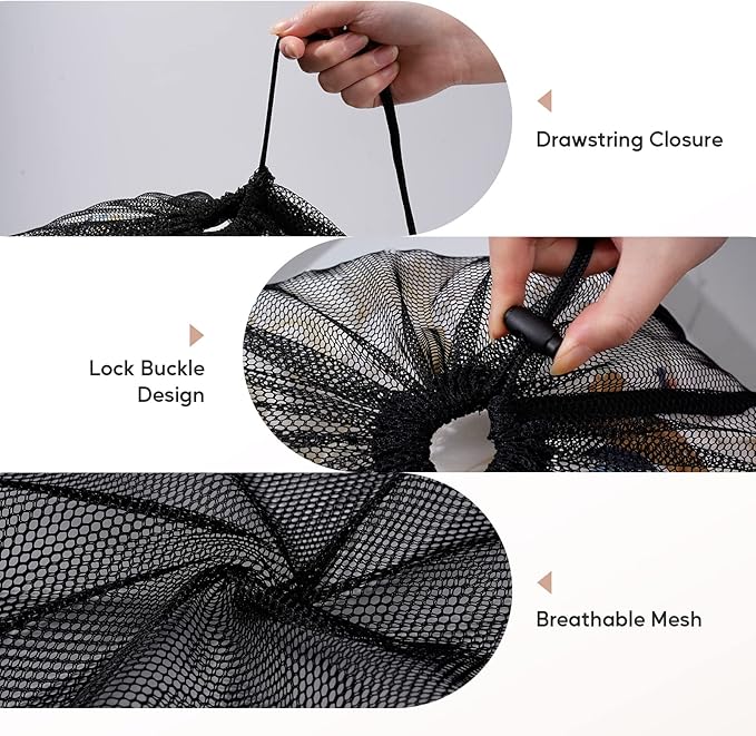 Meowoo Large Mesh Laundry Bag, 27×36inch Heavy Duty Mesh Laundry Bags Drawstring Lockable, Laundry Hamper Liner, Machine Washable, for Travel,Storage, Sports Factories, Dorms, Black 1pcs