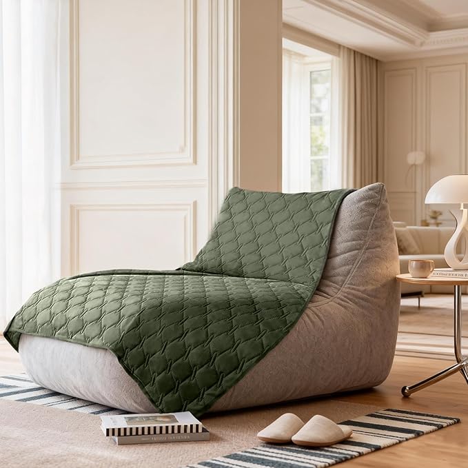 gogobunny 100% Double Sided Waterproof Dog Blanket Soft Pet Bed Cover Reversible Protect Furniture Couch Sofa Car for Puppy Large Dog Cat (Dark Olive/Light Olive, 68x82 Inch (Pack of 1))