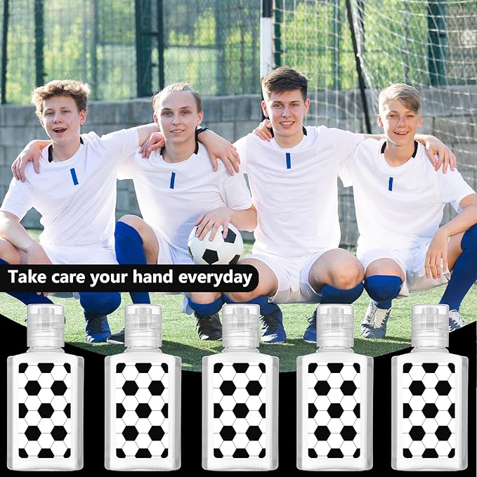 50 Pcs Soccer Party Favors - Mini Hand Sanitizer Soccer Senior Night Gifts Bulk Travel Size for Team Sports Theme Party Supplies Birthday Goodie Bags Stuffers
