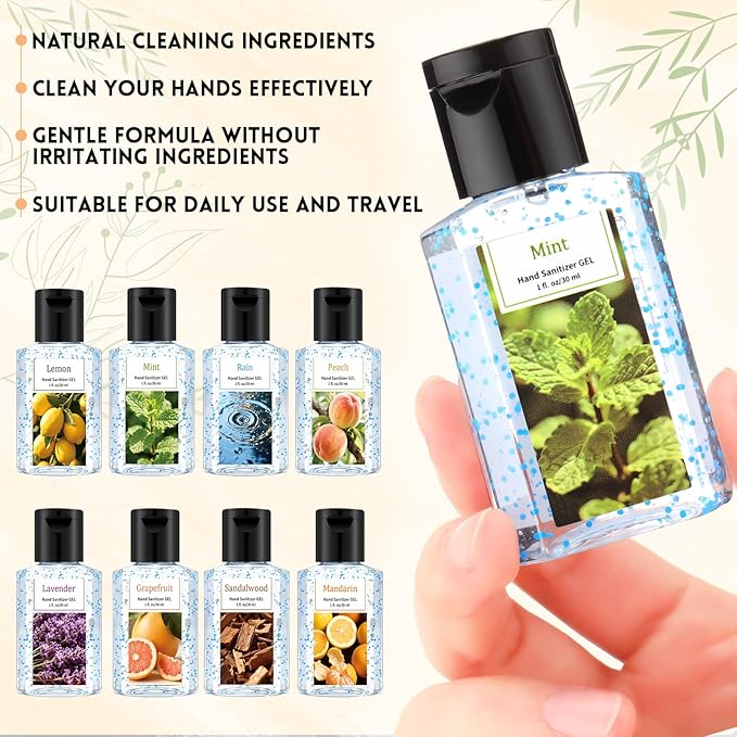 Frienda 24 Pcs Mini Hand Sanitizer Bulk with Scent 1 Fl oz Hand Sanitizer Travel Size Portable Moisturizing Clear Gel for Christmas Daily Use Friend Teacher Employee Appreciation Gifts