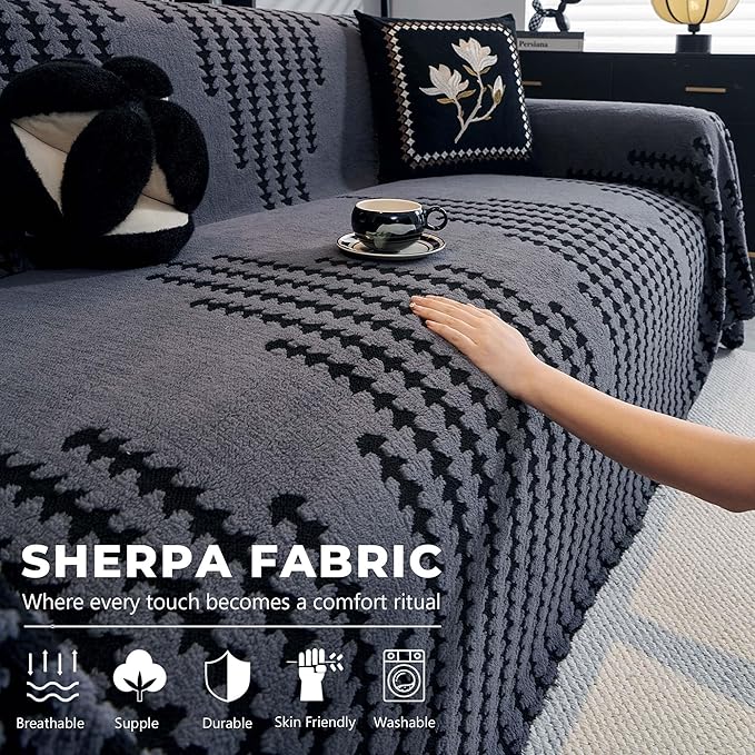 Non Slip Couch Covers for 2 Cushion Couch Sofa, Pet Friendly Sofa Covers Washable, Heavy Duty Scratch Resistant Furniture Cover for Dogs Fits Love Seat, 91" x 118", Gray