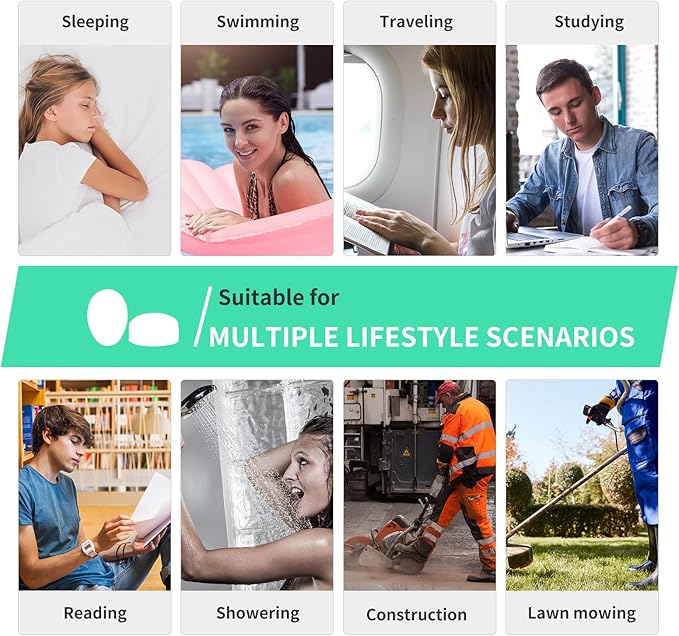 LYSIAN Soft Moldable Silicone Earplugs, 5 Pairs, 27dB SNR Noise Cancelling Ear Plugs for Swimming, Sleeping, Reading (Green)