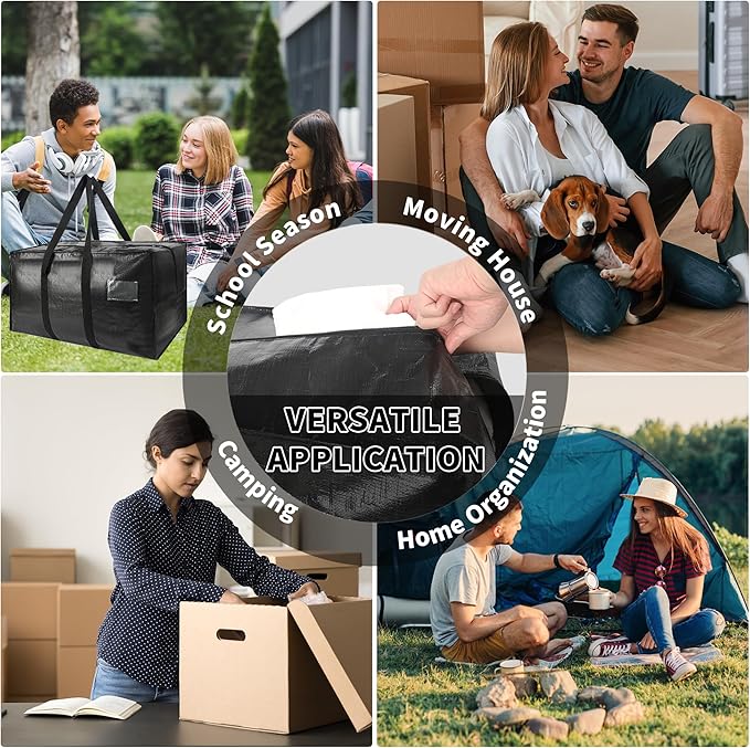 Heavy Duty Extra Large Moving Bags,176 Gallon Jumbo Packing Bags,Huge Moving Storage Bags with Strong Zippers & Carrying Handles,Reusable Big Moving Storage Bags for College Dorm Travel 2Pack