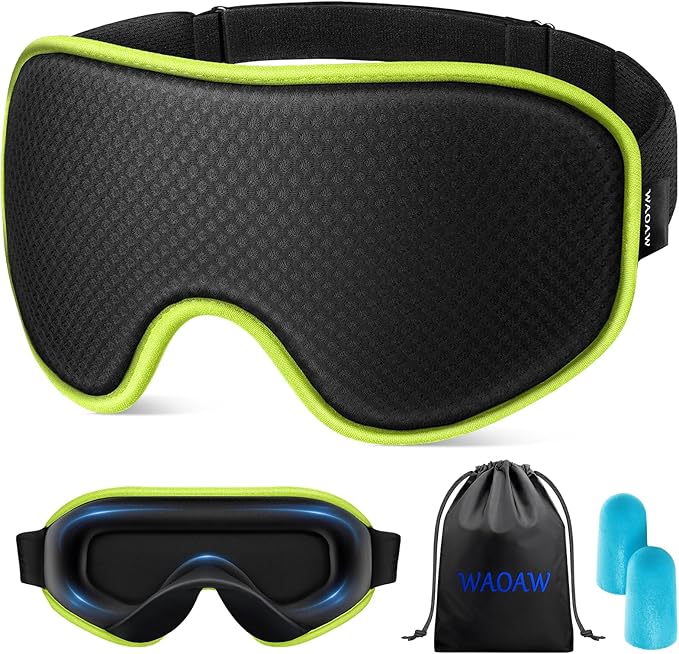 WAOAW Sleep Mask for Men Women: Blackout Eye Masks for Sleep - 3D Breathable Soft Comfortable Eye Mask for Travel - Adjustable Light Blocking Night Masks for Sleeping