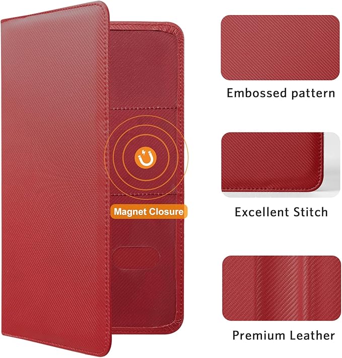 CoBak Car Registration and Insurance Holder - Vehicle Glove Box Car Organizer,Auto Truck Comparment Accessories Case with Magnetic Closure for Driver License,Cards, Carbon Red