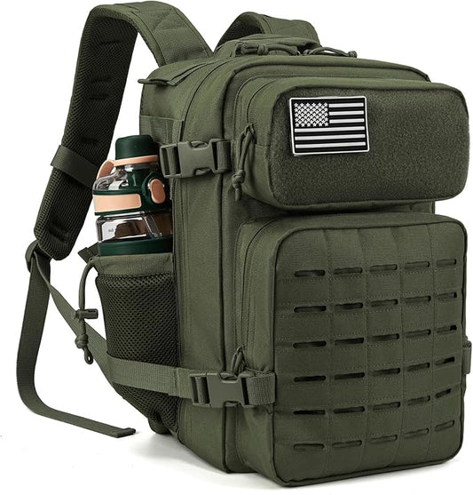 QT&QY 25L/45L Military Tactical Backpack For Men Molle Daypack 3 Day Bug Out Bag Hiking Rucksack With Bottle Holder