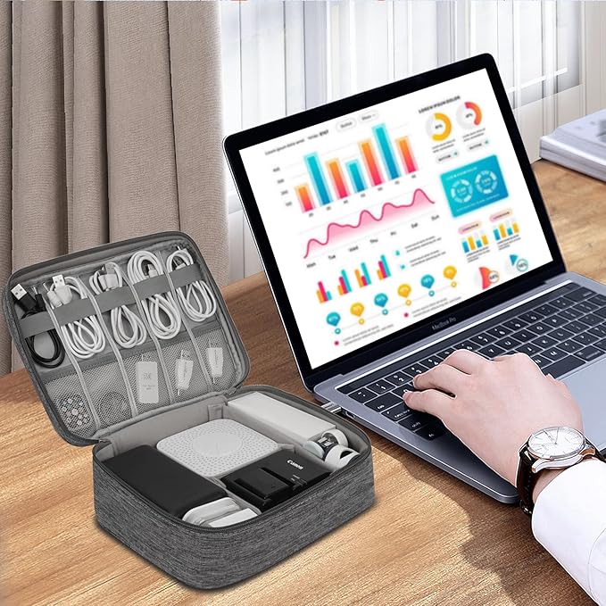 Electronic Organizer Travel Universal Cable Organizer Electronics Accessories Bag for Cable, Charger, Phone, USB, SD Card,1Pack