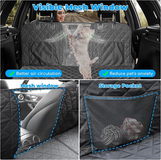 URPOWER XL Dog Back Seat Extender for Crew Cab Truck, Hard Bottom Dog Car Seat Cover Waterproof Dogs Car Hammock Pet Backseat Bed, Pet Truck Accessories for F150 / RAM 1500/ Tundra Crew Cab
