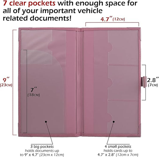 Auto Insurance and Registration Card Holder - Vehicle Glove Box Document Organizer - Car Essential Paperwork Holder for DMV, AAA, Contact Information Cards - Premium PU Leather Wallet Case - Purple
