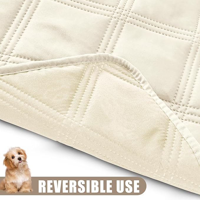 Smiry Waterproof Dog Bed Cover Blanket 30x53, Soft Reversible Pet Blanket, Washable Leakproof Cats Dogs Couch Cover for Sofa, Couch, Furniture, Lattice, Beige/Beige