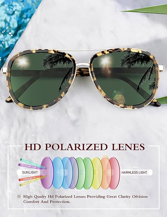 BIRCEN Polarized Sunglasses for Women UV - Protection Womens Retro Mirrored Shades with Acetate Frame BC2001