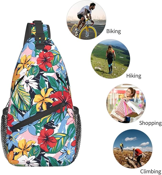 Hawaii Tropical Palm Sling Backpack Crossbody Bag Casual Chest Bags Travel Hiking Daypack Shoulder Bag for Women Men