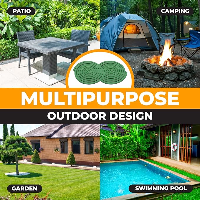 Mosquito Repellent Coils - Outdoor Use Reaches Up to 10 feet - Each Coil Burns for 5-7 Hours (16 coils & 8 Coil Stands)