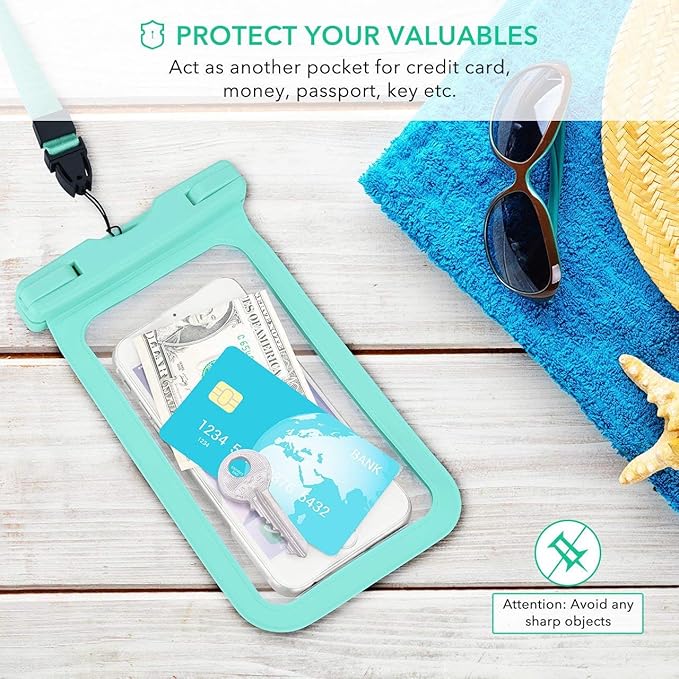 Waterproof Phone Case, 2-Pack IPX8 Lanyard Waterproof Phone Pouch, Universal Clear Dry Bag for iPhone 17 16 15 14 13 12 Pro Max Plus Samsung Galaxy S24 S23 S22 Note Google Pixel HTC up to 7.5"